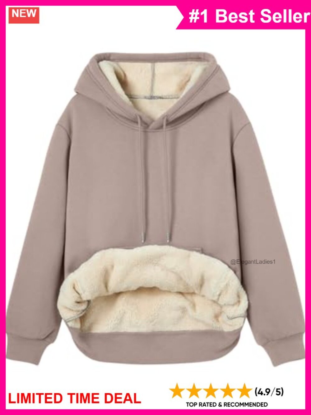 Fleece Sherpa Lined Hoodie Pullover Sweatshirt Winter Casual